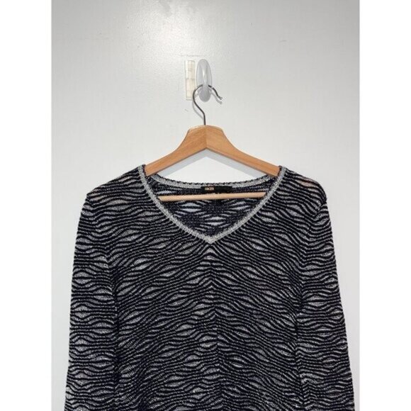 Maje Black   V-Neck Long Sleeve Pullover Women's Sweater Size 2 (MEDIUM) - Picture 2 of 8